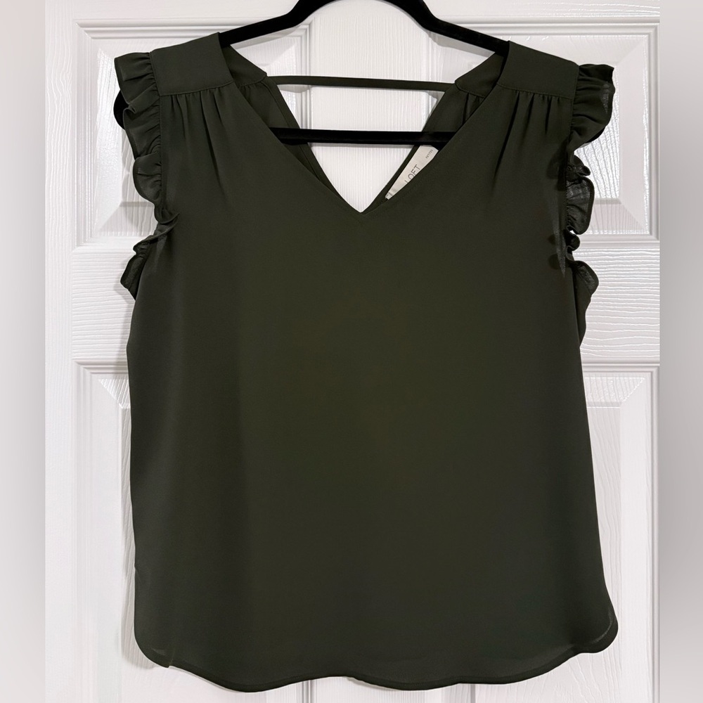 LOFT Petite Ruffle Sleeve Blouse